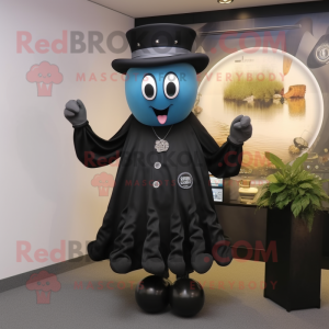 Black Jellyfish mascot costume character dressed with a Waistcoat and Watches