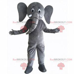 Gigantisk og morsom grå elefantmaskot, kostyme for barn -