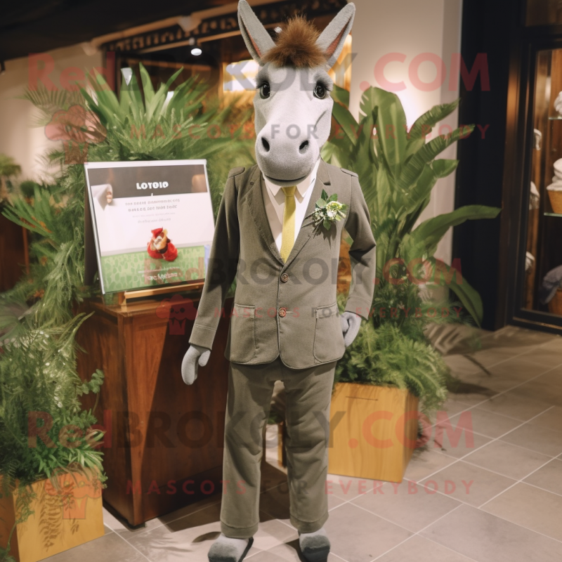 Olive Donkey mascot costume character dressed with a Suit Jacket and Brooches Olive Donkey mascot costume character dressed with a Suit Jacket and Brooches