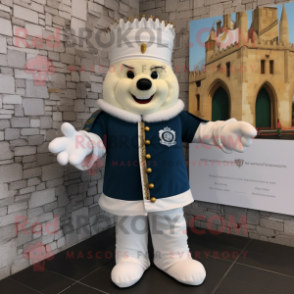 White Irish Castle mascot costume character dressed with a Jacket and Foot pads