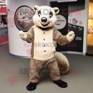 Beige Badger maskot kostume...