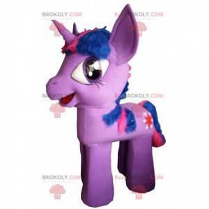 Min lille pony maskot, lyserød og blå pony kostume -