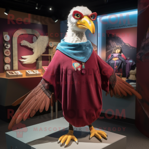 Maroon Pheasant mascot costume character dressed with a Mom Jeans and Shawl pins