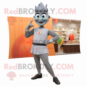 Gray Tikka Masala mascot costume character dressed with a Capri Pants and Bracelet watches