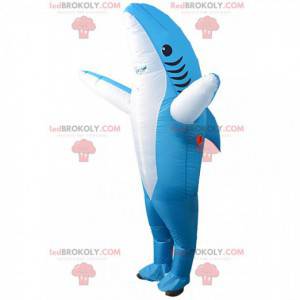 Mascota inflable del tiburón azul, disfraz de tiburón gigante -