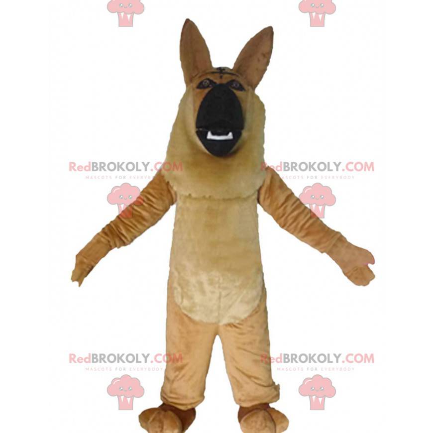 Brown and black German shepherd mascot, dog costume -