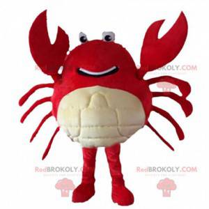 Mascotte de crabe rouge et blanc géant, costume de la mer -