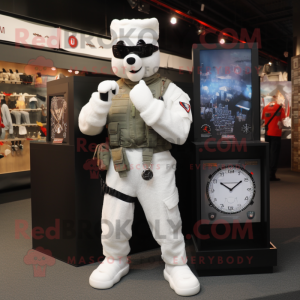 White American Soldier mascot costume character dressed with a Jumpsuit and Bracelet watches