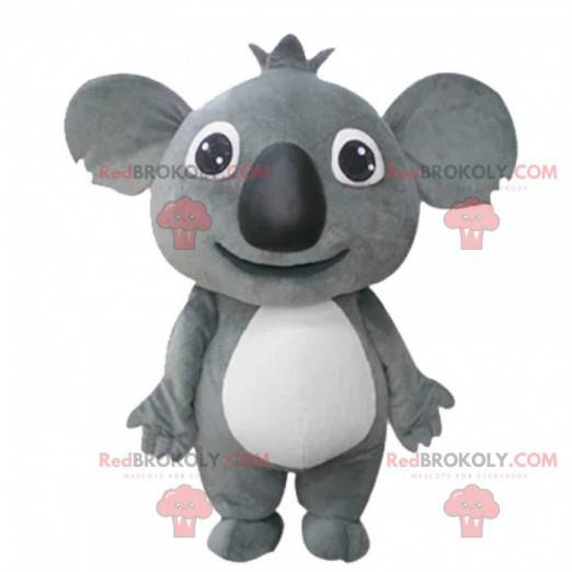 Reusachtige en ontroerende grijze koala-mascotte, pluche koala