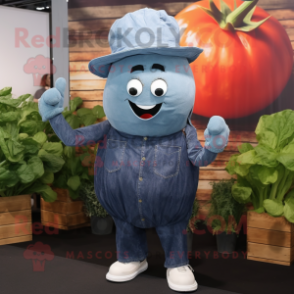 Gray Beet mascot costume character dressed with a Denim Shirt and Hats