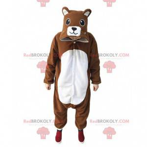 Pyjama nounours marron et blanc, combinaison de déguisement -