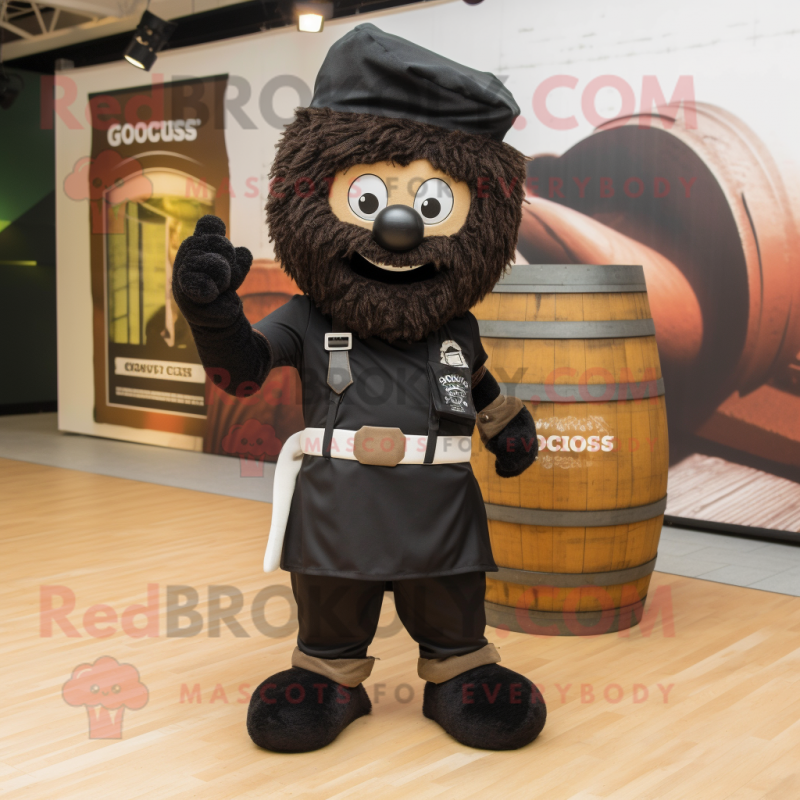Black Guinness mascot costume character dressed with a Cargo Pants and Foot pads Black Guinness mascot costume character dressed with a Cargo Pants and Foot pads
