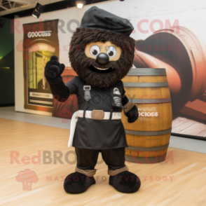 Black Guinness mascot costume character dressed with a Cargo Pants and Foot pads