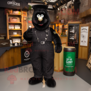Black Guinness mascot costume character dressed with a Cargo Pants and Foot pads