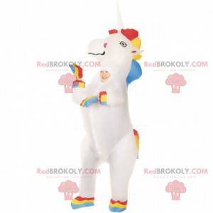 Mascotte de licorne gonflable très colorée, costume de licorne