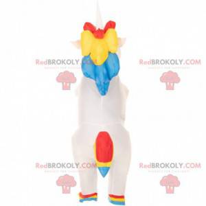 Mascotte de licorne gonflable très colorée, costume de licorne