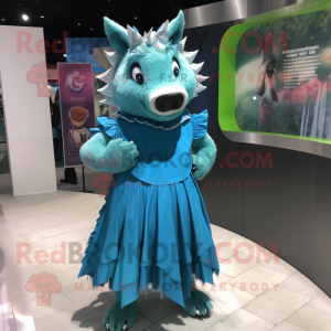 Cyan Wild Boar maskot...