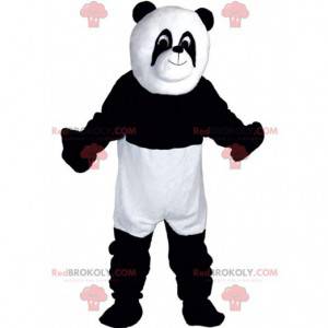 Mascote panda branco e preto, fantasia de ursinho de pelúcia em