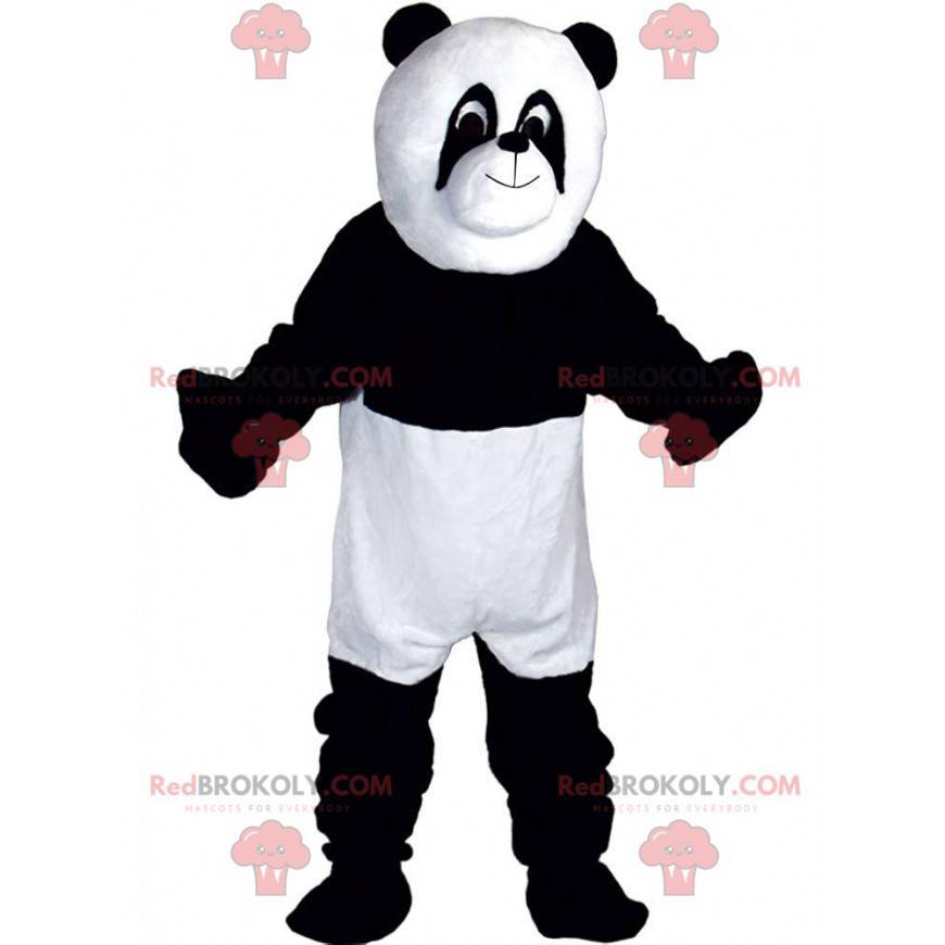 White and black panda mascot, two-tone teddy bear costume -