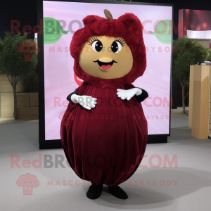 Maroon Apple maskot kostume...