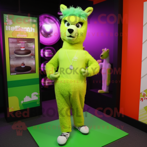 Lime Green Llama mascotte...