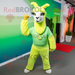 Lime Green Llama mascotte...