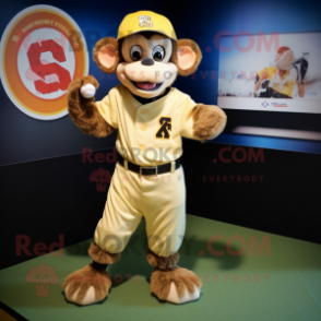 Gold Monkey mascot costume character dressed with a Baseball Tee and Bow ties