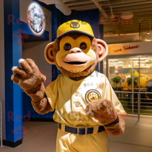 Gold Monkey mascot costume character dressed with a Baseball Tee and Bow ties
