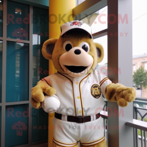 Gold Monkey mascot costume character dressed with a Baseball Tee and Bow ties