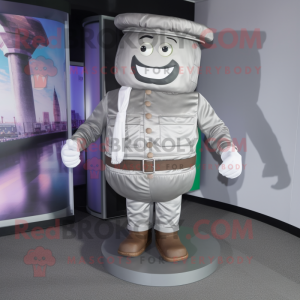Silver Hamburger mascot costume character dressed with a Cargo Pants and Cufflinks