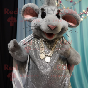 Silver råtta maskot kostym...