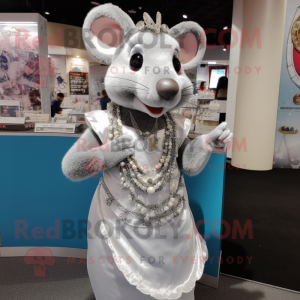 Sølv rotte maskot kostume...