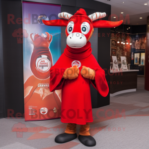Red Gazelle mascot costume character dressed with a Turtleneck and Shawl pins