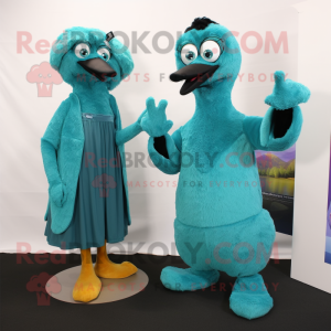 Teal Emu mascotte kostuum...