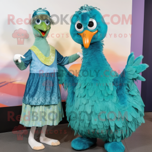 Blågrøn Emu maskot kostume...