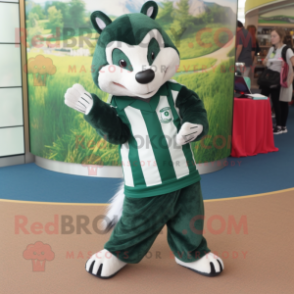 Forest Green Badger mascot costume character dressed with a Boyfriend Jeans and Bracelets