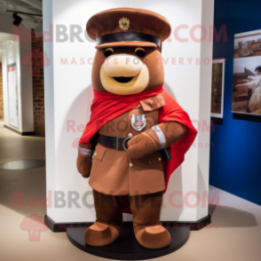 Brown British Royal Guard mascot costume character dressed with a Romper and Scarves