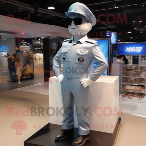 Silver Air Force Soldier mascot costume character dressed with a Swimwear and Sunglasses