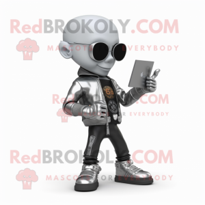 Silver datormaskot kostym...