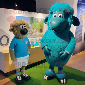 Cyan Suffolk Sheep costume...