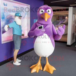 Purple Albatross mascot costume character dressed with a Trousers and Watches