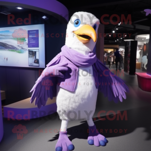 Purple Albatross mascot costume character dressed with a Trousers and Watches