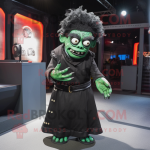 Black Frankenstein mascot costume character dressed with a Skirt and Gloves