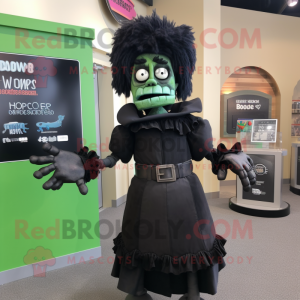 Black Frankenstein mascot costume character dressed with a Skirt and Gloves