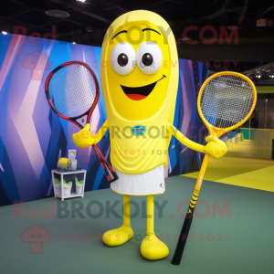 Gul tennisketcher maskot...