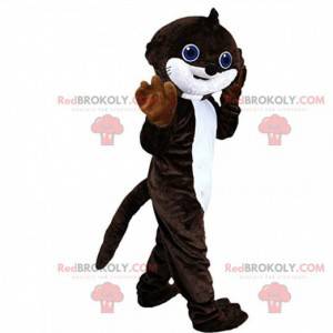 Mascotte de loutre marron et blanche, costume de taupe -