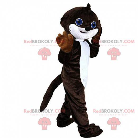 Braunes und weißes Ottermaskottchen, Maulwurfskostüm -