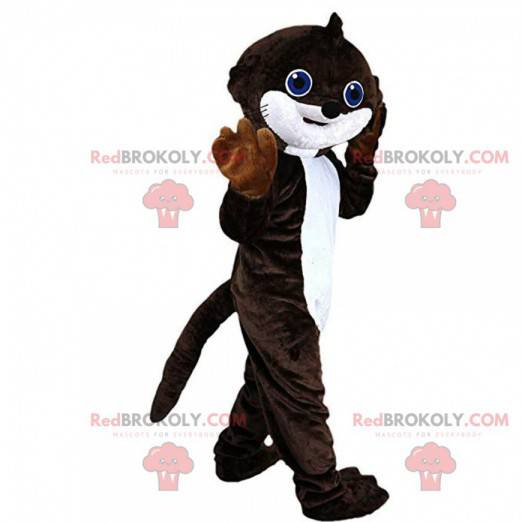 Mascota de nutria marrón y blanca, disfraz de topo -