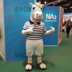 nan Quagga mascot costume character dressed with a Polo Shirt and Cufflinks