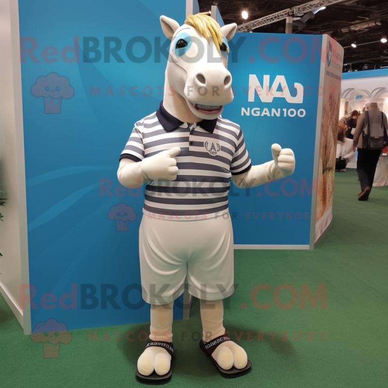 nan Quagga mascot costume character dressed with a Polo Shirt and Cufflinks nan Quagga mascot costume character dressed with a Polo Shirt and Cufflinks